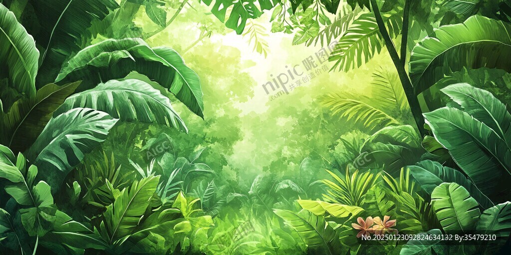 熱帶雨林花草樹木背景