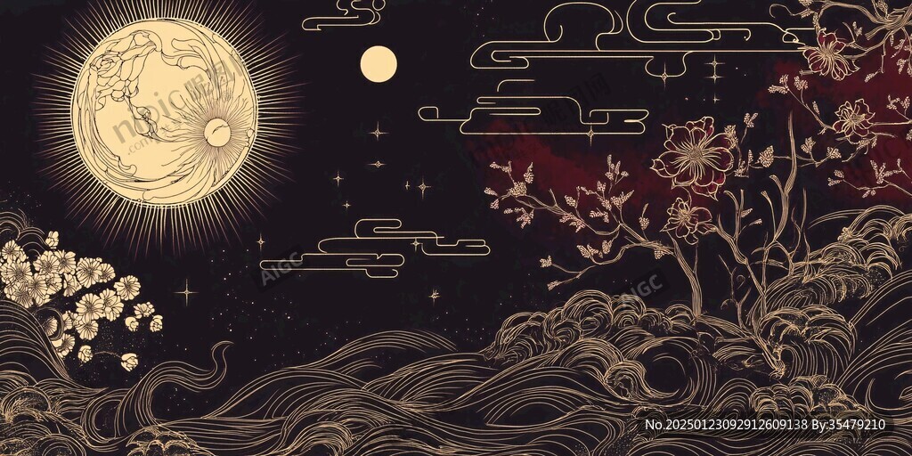 中秋背景插畫