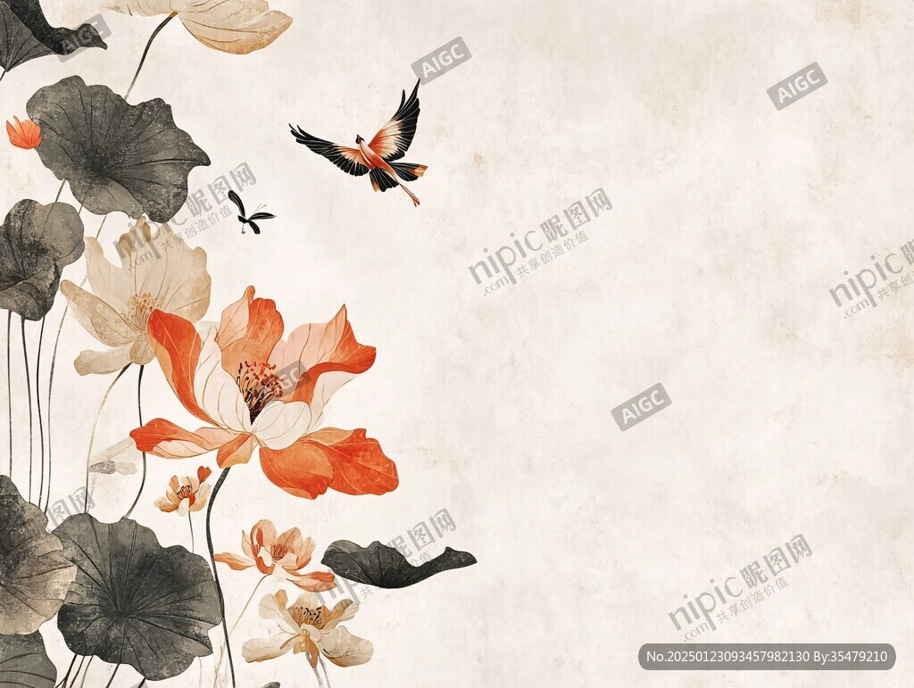 古風(fēng)荷花復(fù)古背景