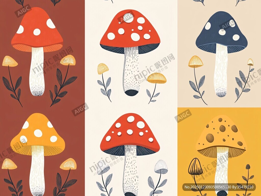 原創蘑菇插畫圖案