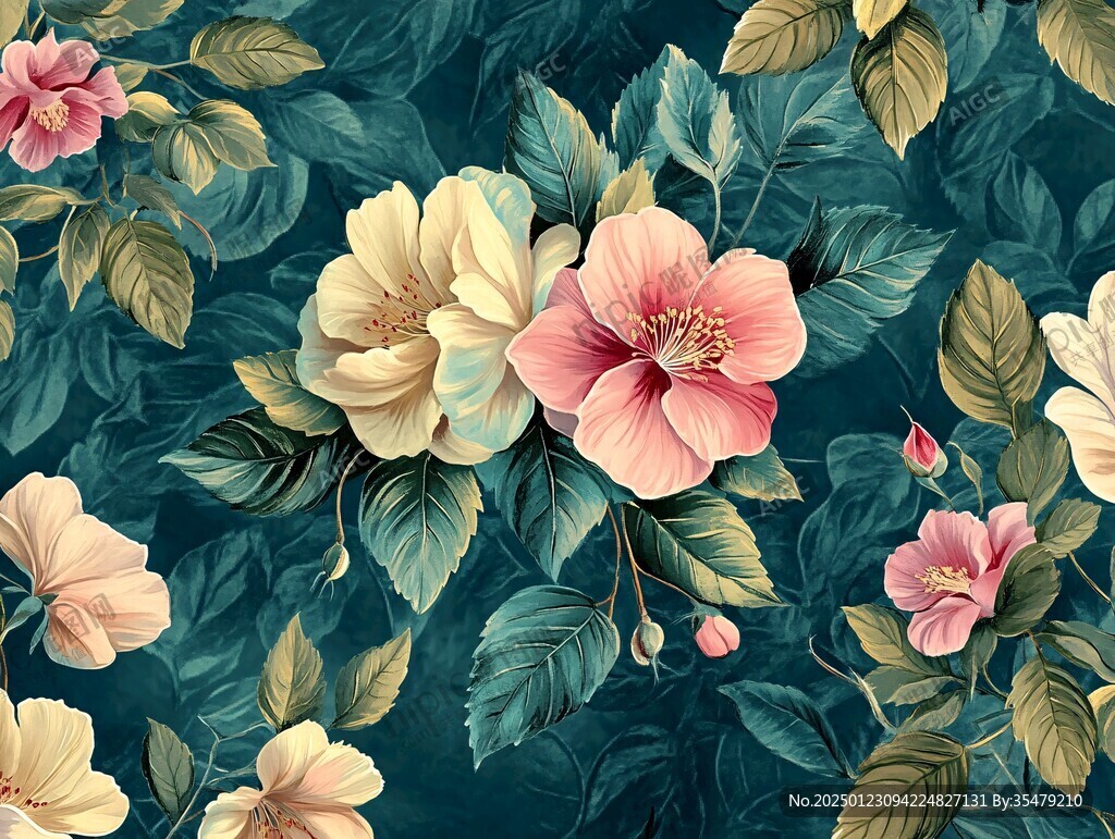 手繪花卉墻紙