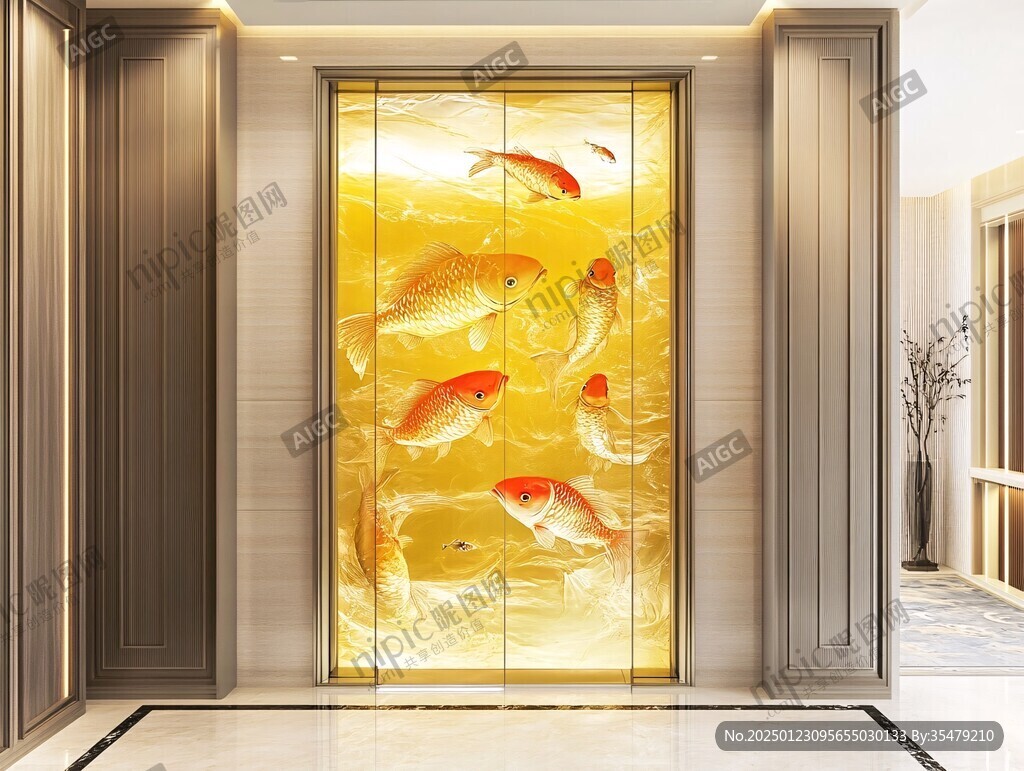 現(xiàn)代屏風(fēng)鯉魚圖