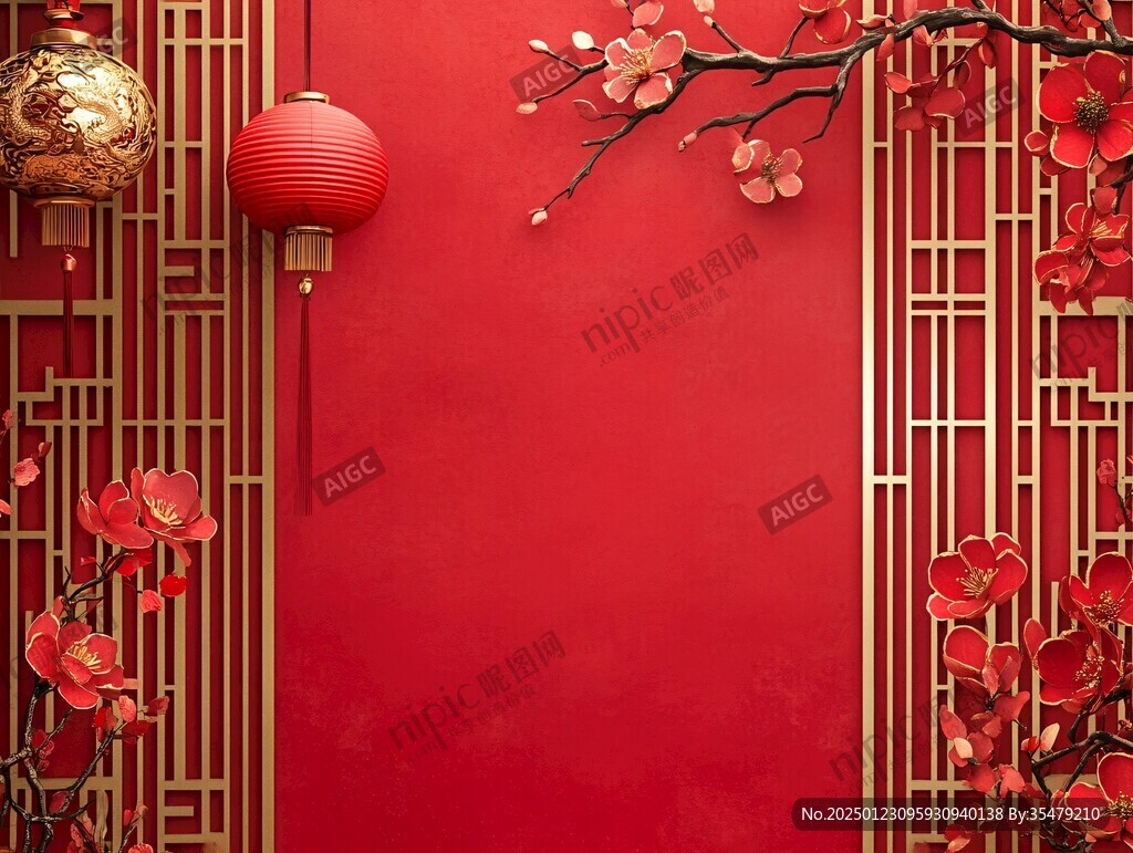 春節(jié)新年紅色物料背景