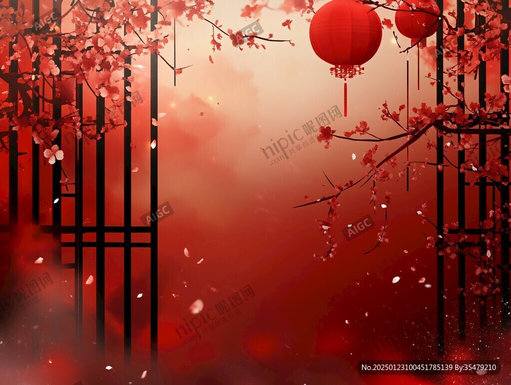 燈籠梅花背景圖
