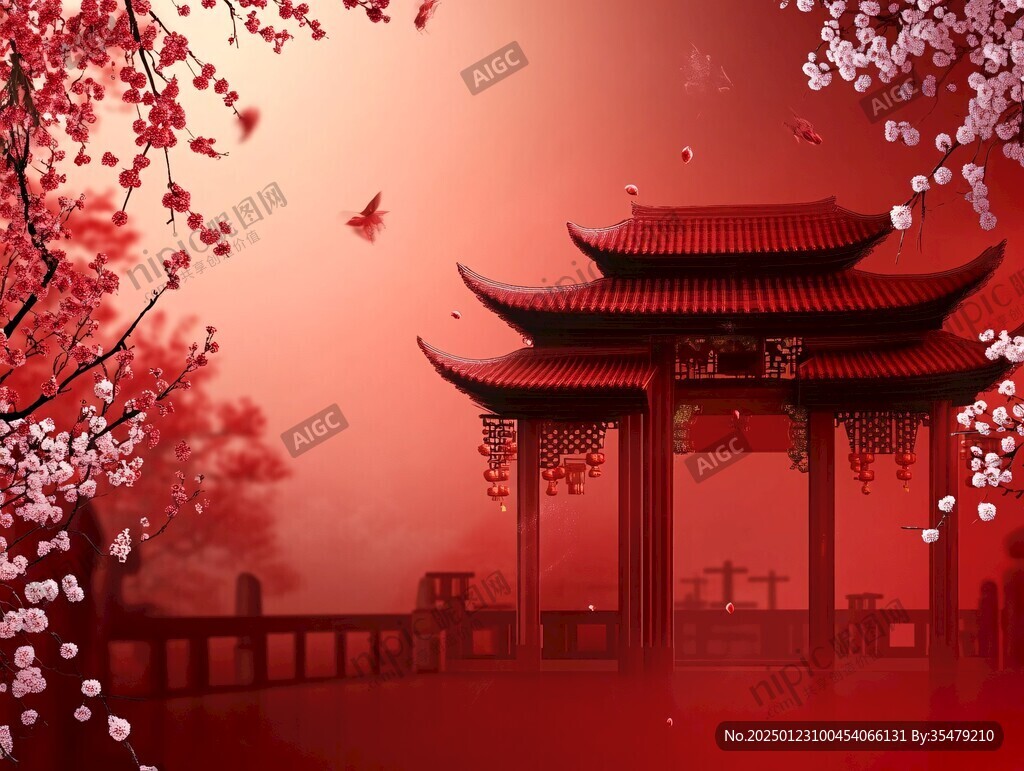 亭臺樓閣背景