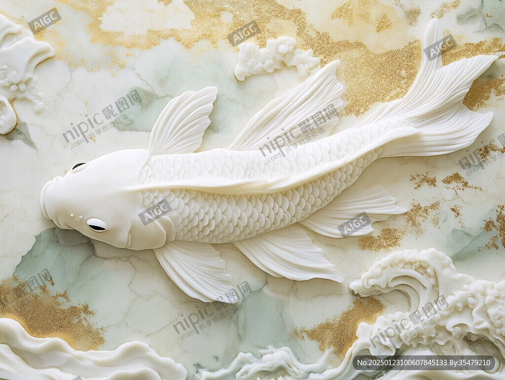 3d浮雕金魚鯉魚