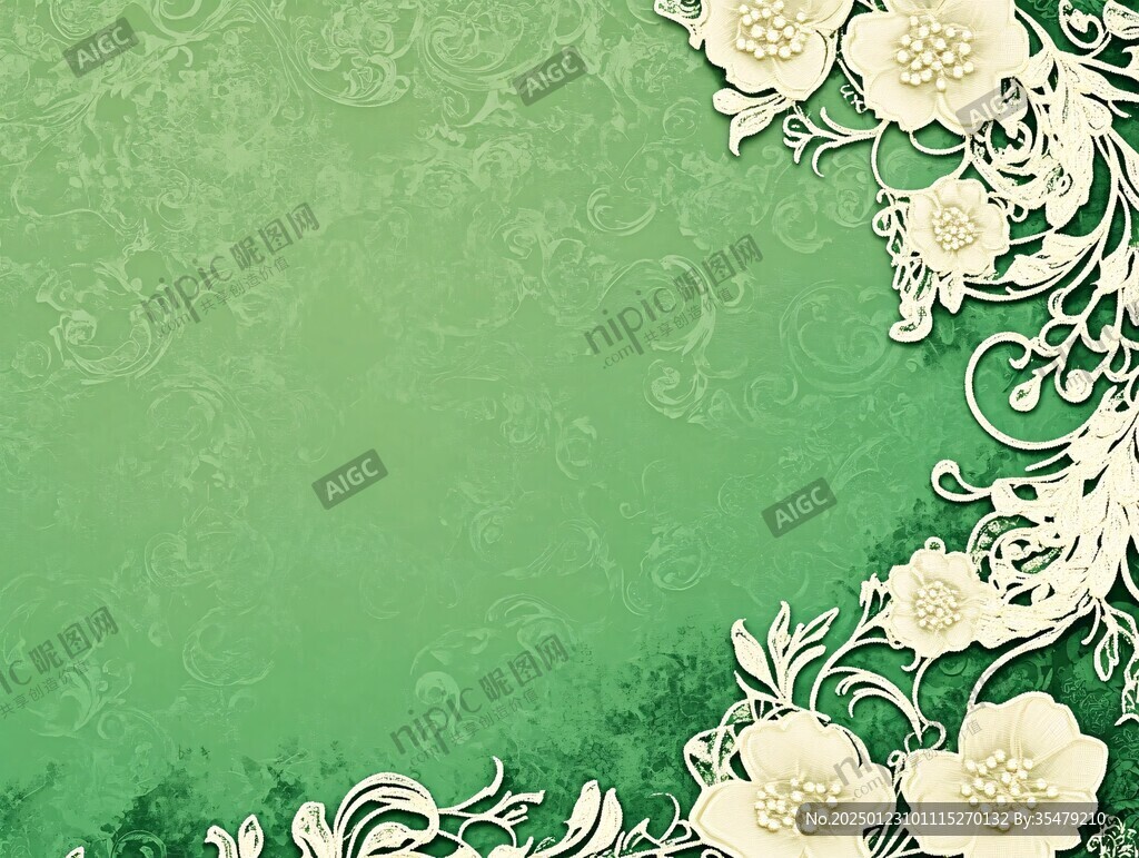 綠色花紋背景海報背景