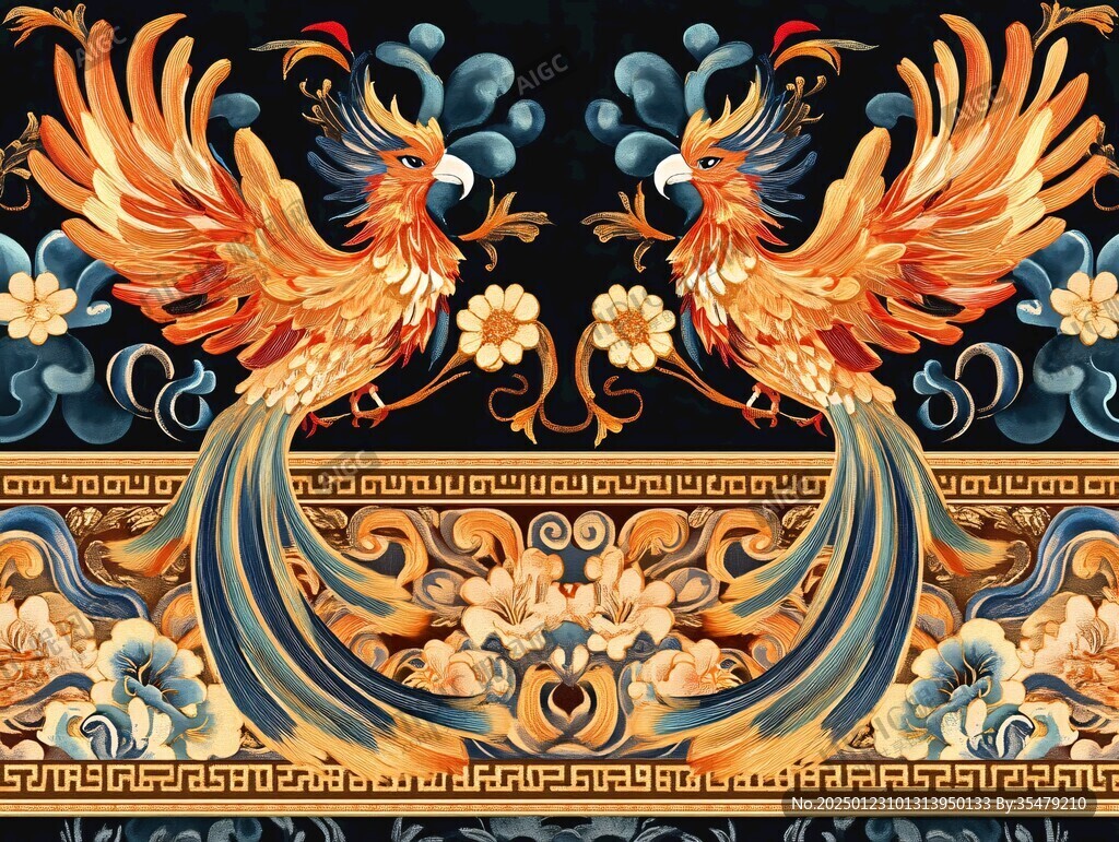 鳳凰牡丹圖案