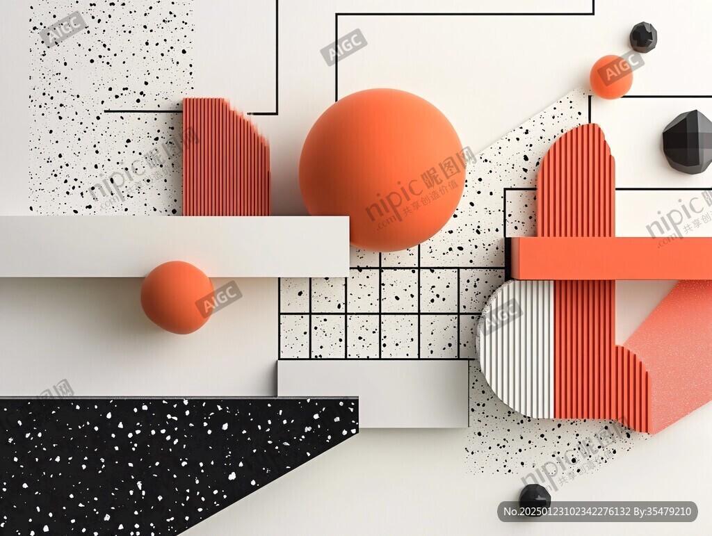 3d圓球幾何裝飾畫
