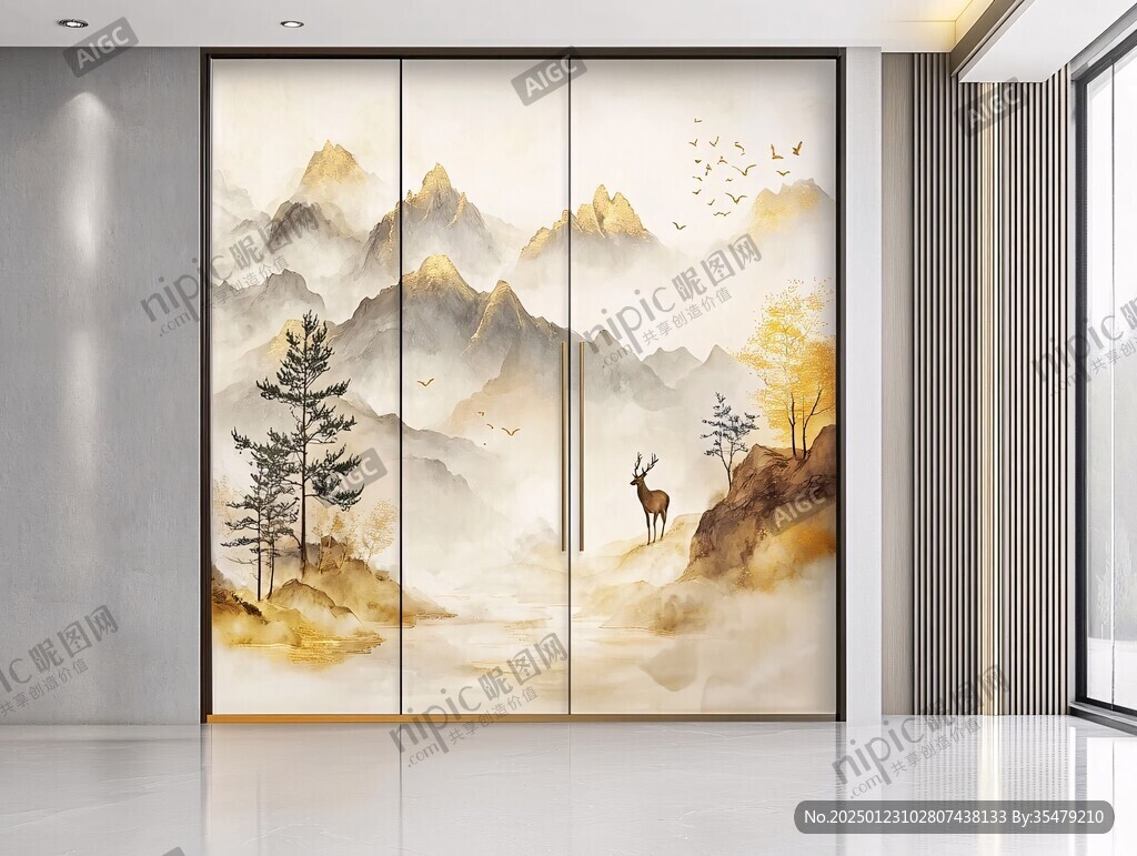 山水畫玻璃屏風(fēng)