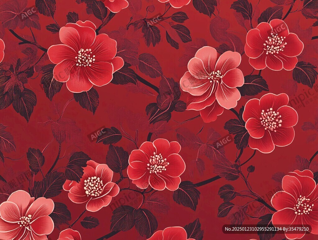 簡紅大氣花朵