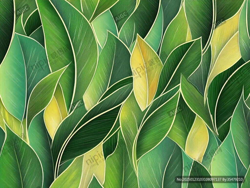 手繪綠葉背景