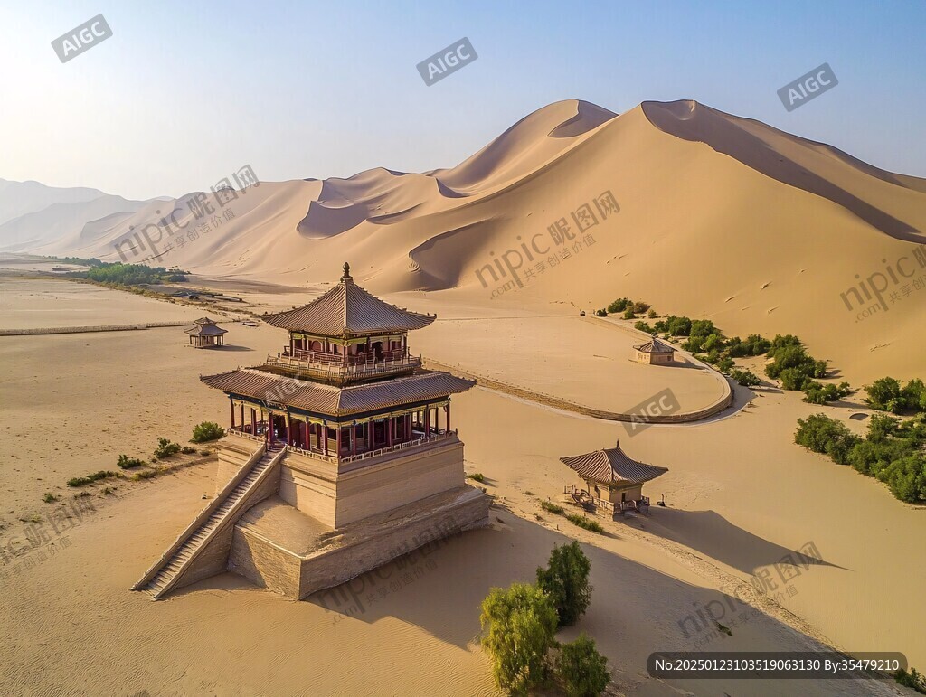 航拍月牙泉