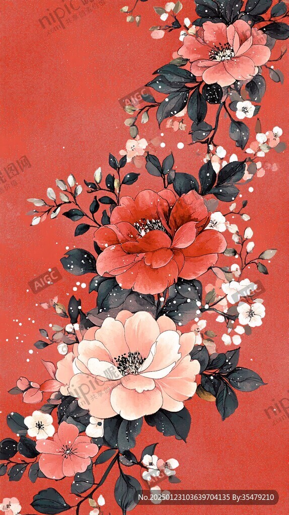 簡(jiǎn)紅大氣花朵