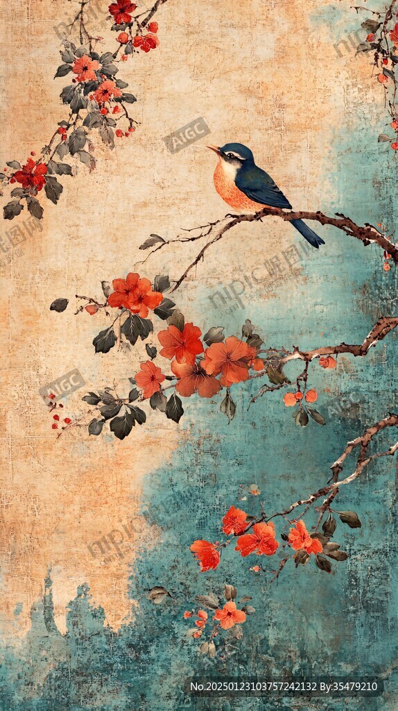 文藝古典花鳥壁紙