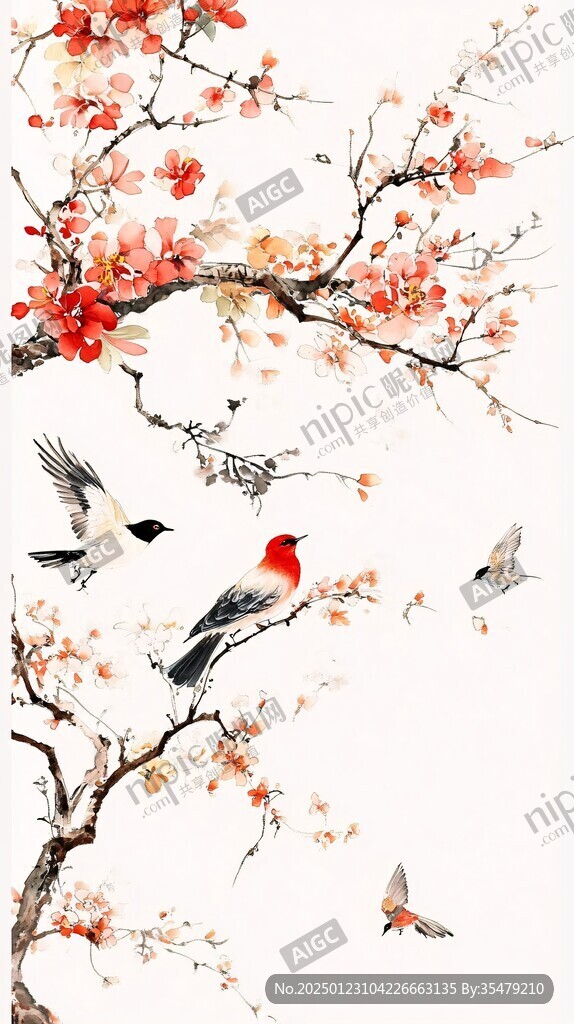 紅葉古風(fēng)古典花鳥