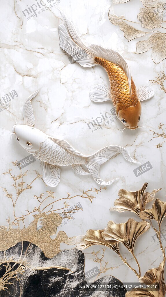 3d浮雕金魚鯉魚