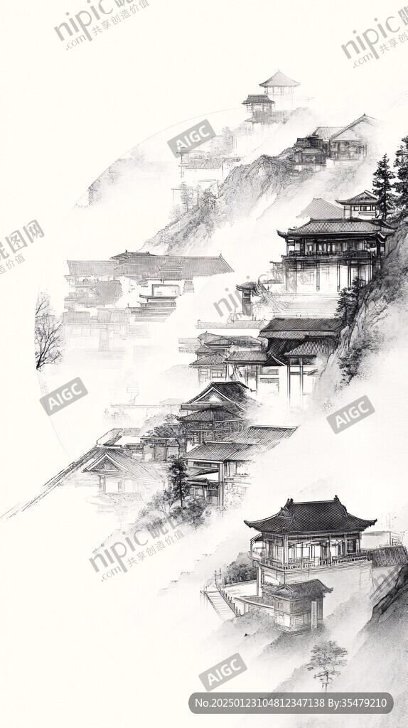 水墨建筑高端