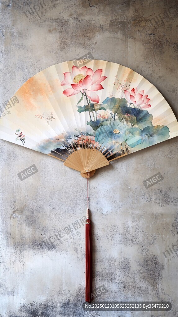 插畫折扇畫禪意