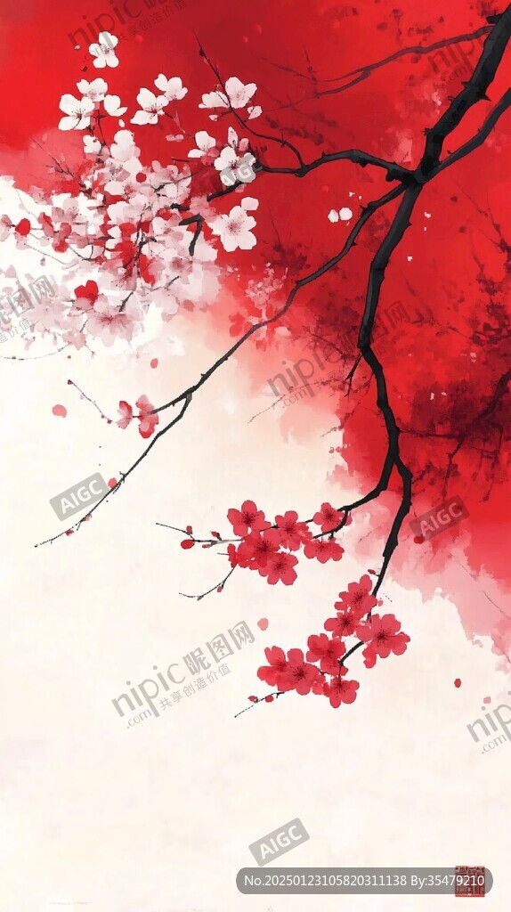 梅花古風插畫