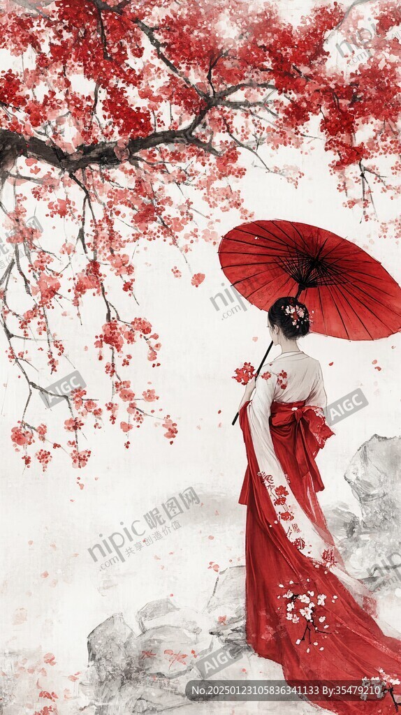 紅衣少女設(shè)計古風(fēng)