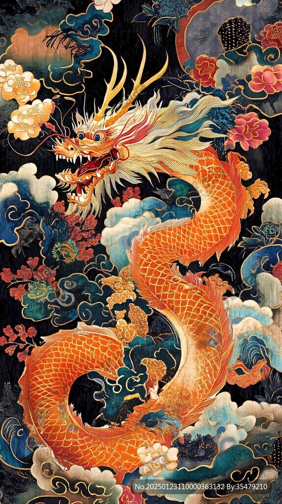 龍鳳呈祥噴繪插畫高清