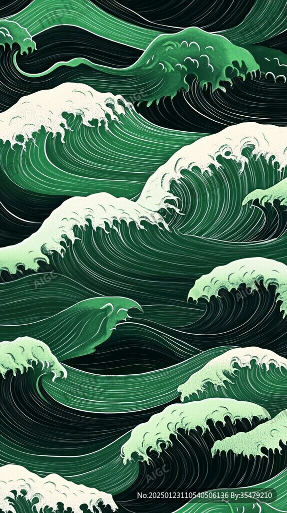 古典海浪海水江崖波浪