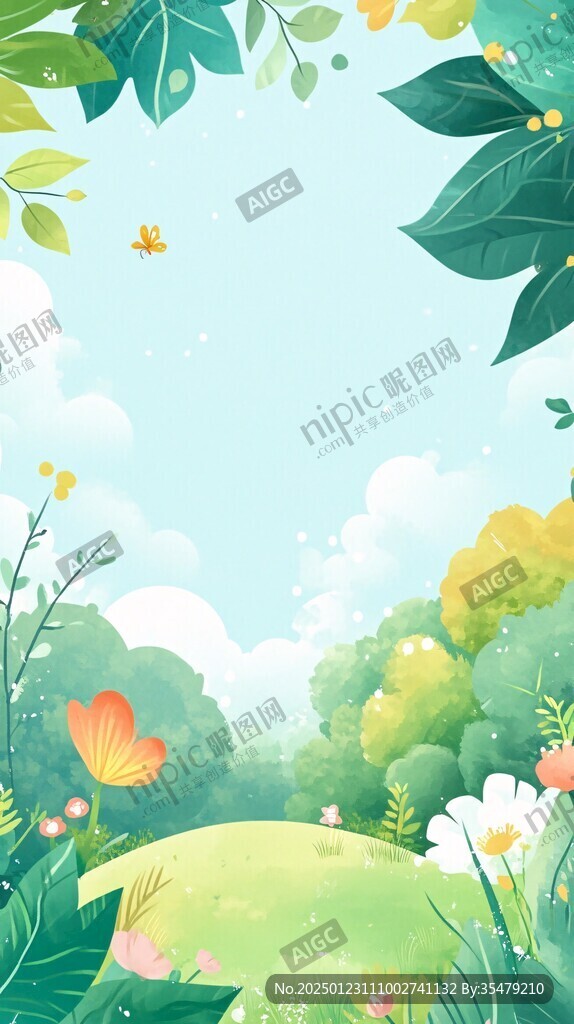 森林花園園林地產插畫