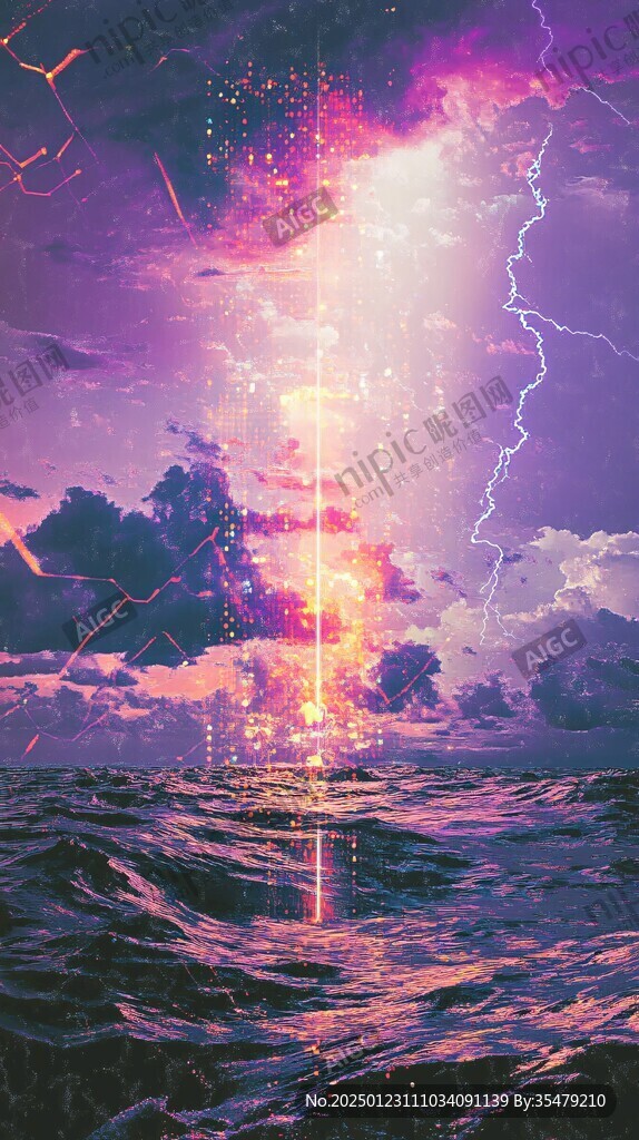 太陽云朵閃電雨滴