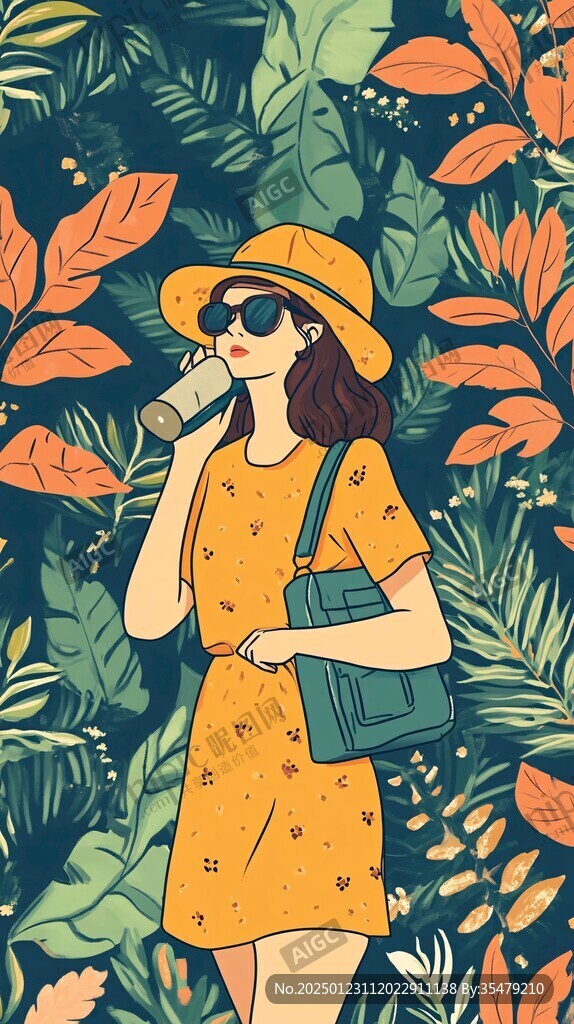 森系人物插畫