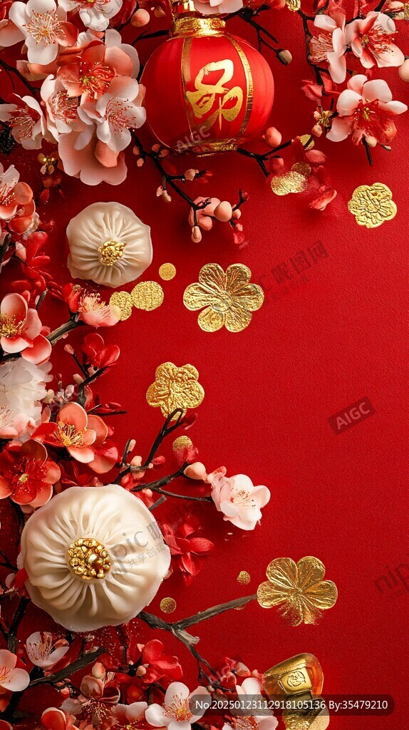 春節新年紅色物料背景