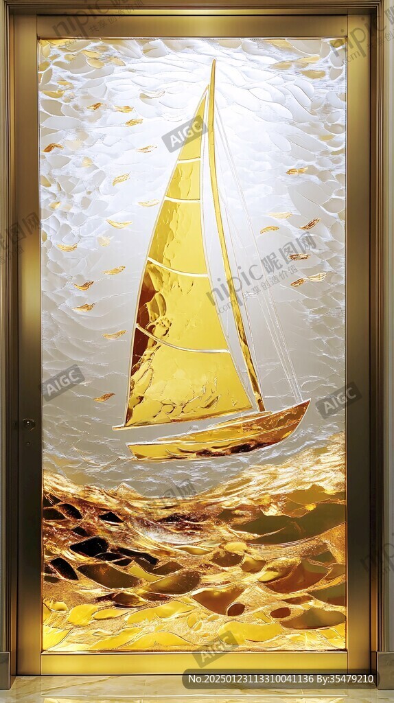 金色帆船裝飾畫