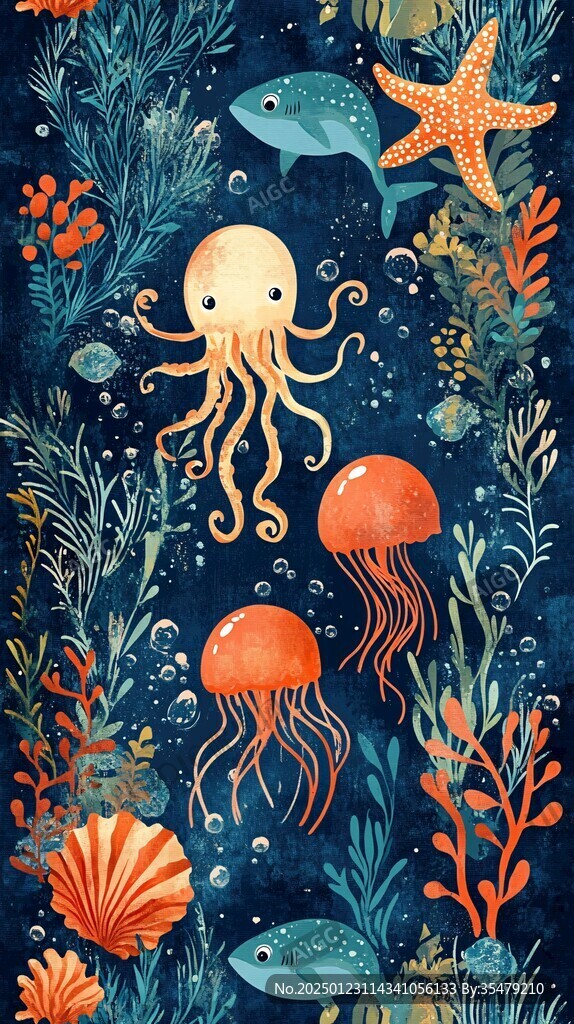 創意海底世界插畫