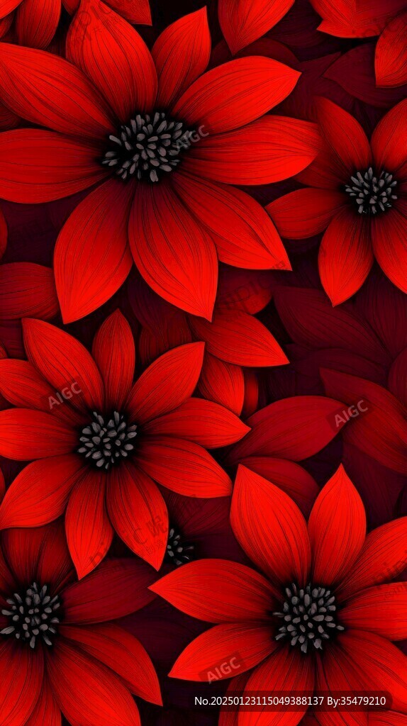 簡紅大氣花朵