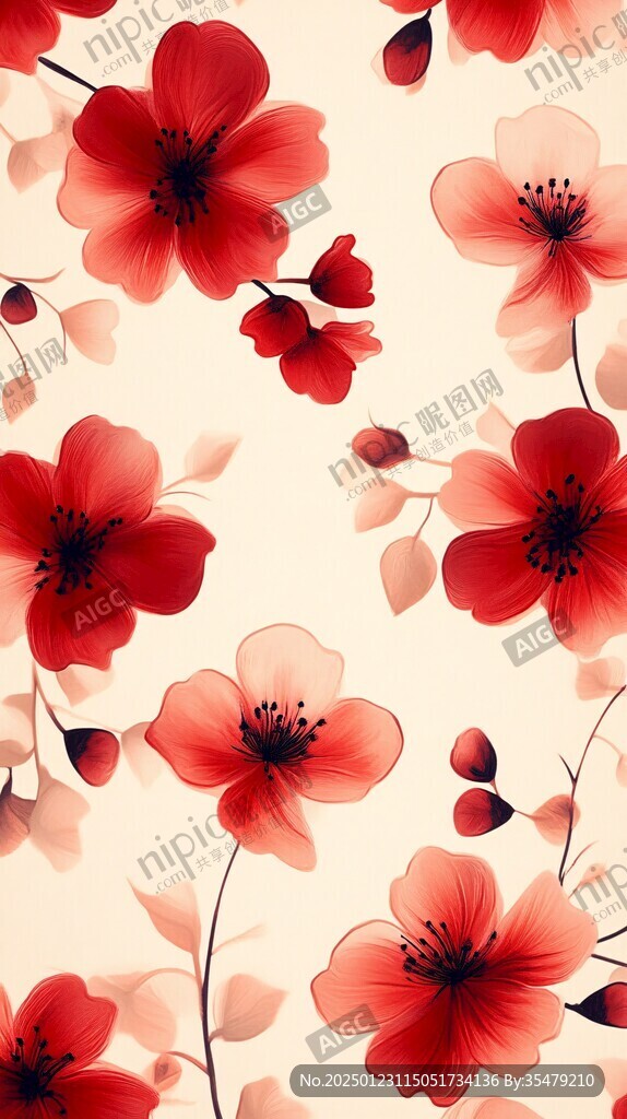 簡紅大氣花朵