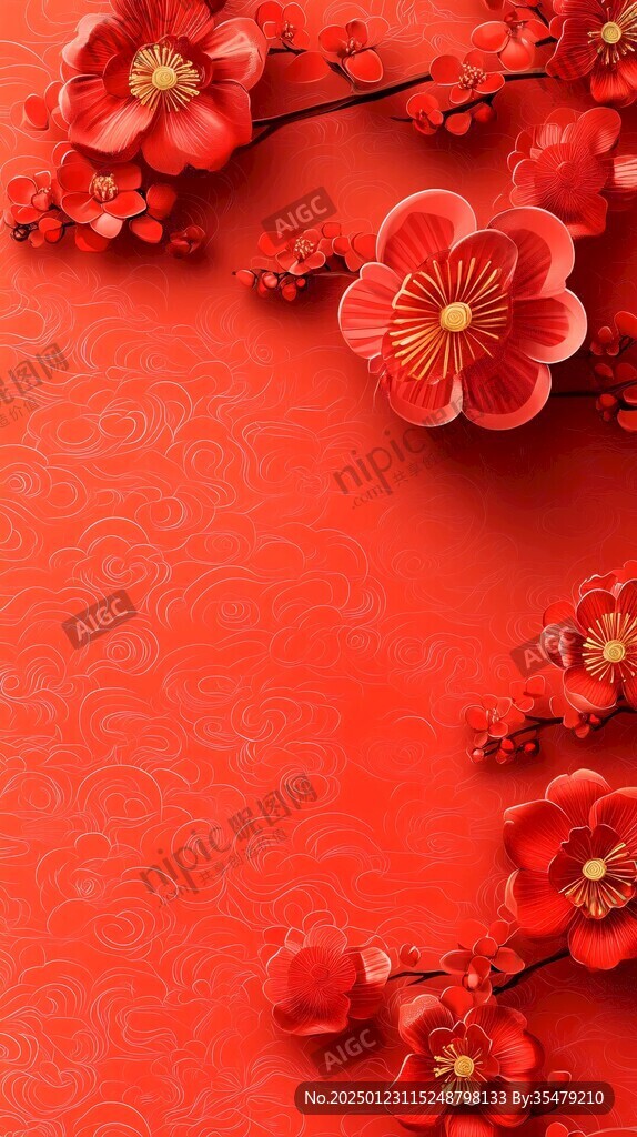 簡紅大氣花朵