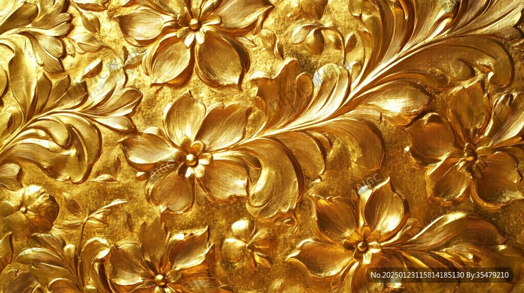 金色花卉浮雕