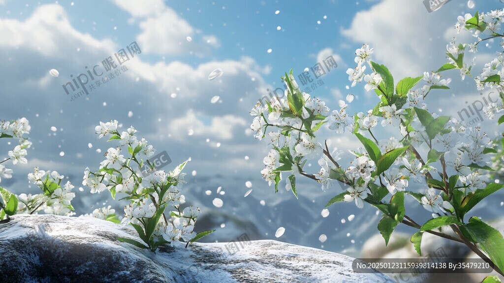 唯美白花背景河岸小花