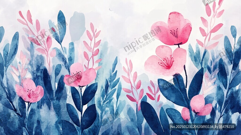 水彩風花卉插畫