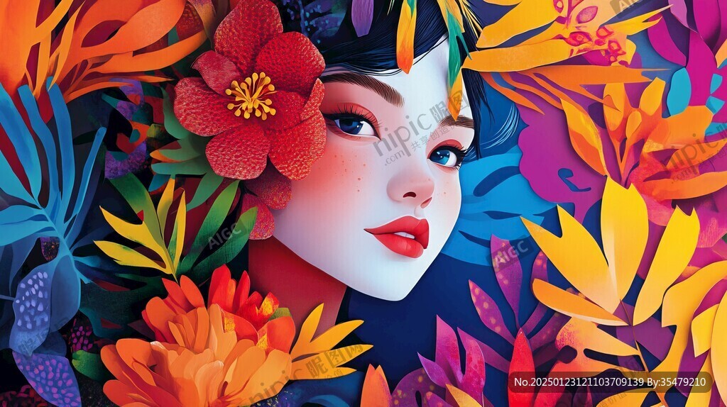 美女創意插畫