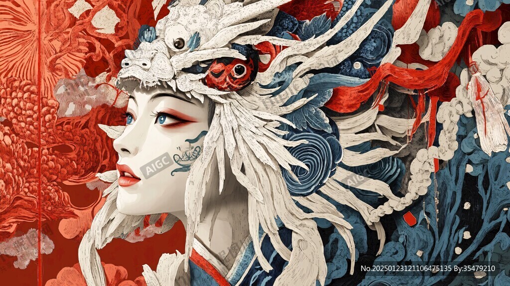 京劇花旦插畫