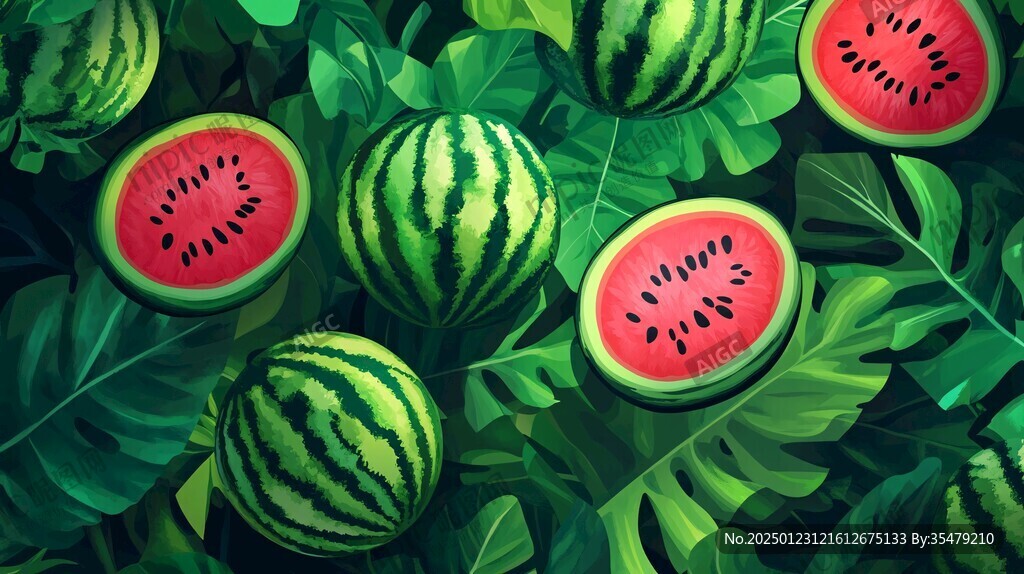 西瓜包裝插畫