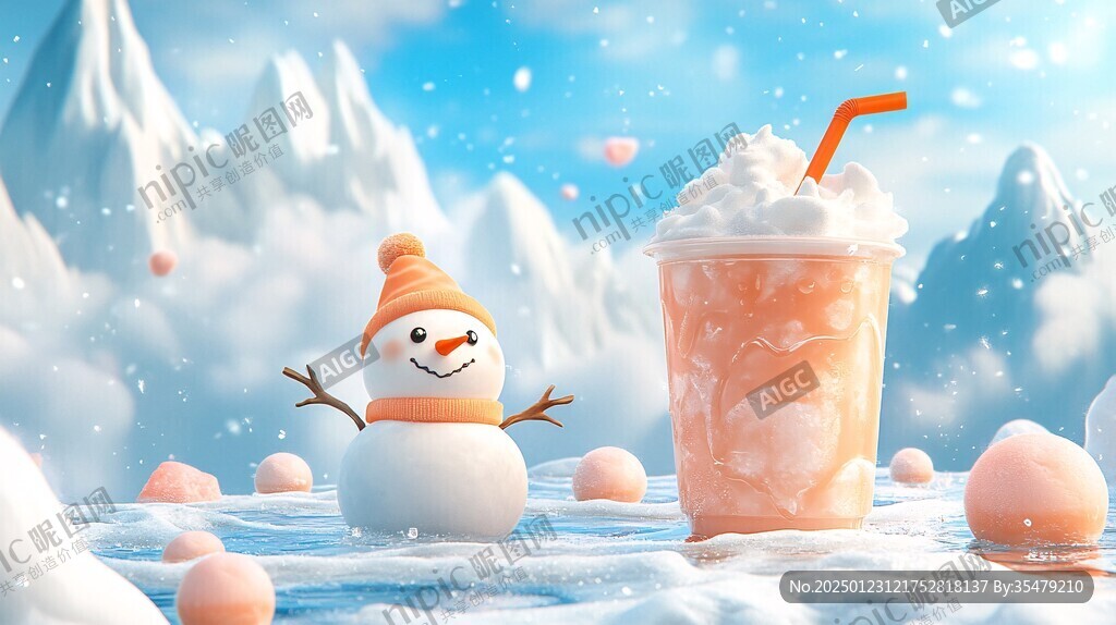 雪人雪糕插畫