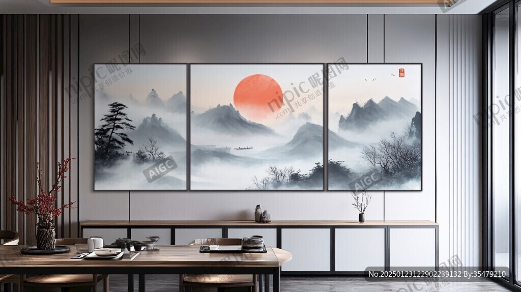 輕奢水墨壁畫掛畫