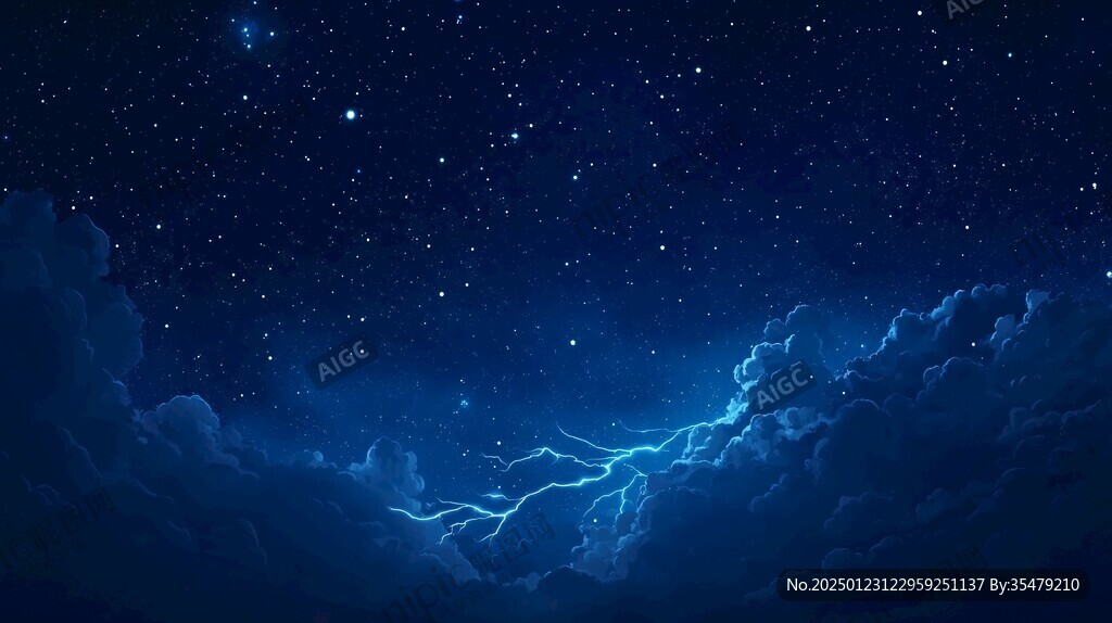 夜晚云彩星星
