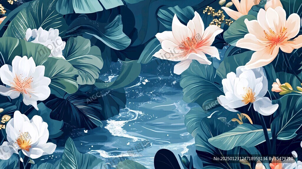 荷花海浪背景