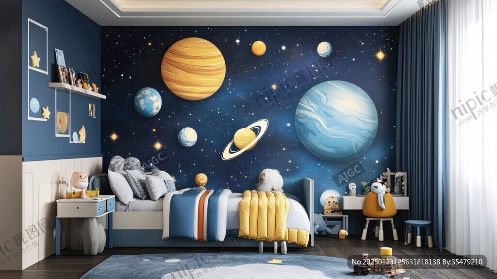 兒童夢幻星球背景墻
