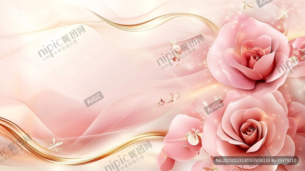3d立體玫瑰花藤背景