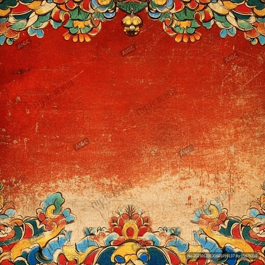 大紅地金色經紋