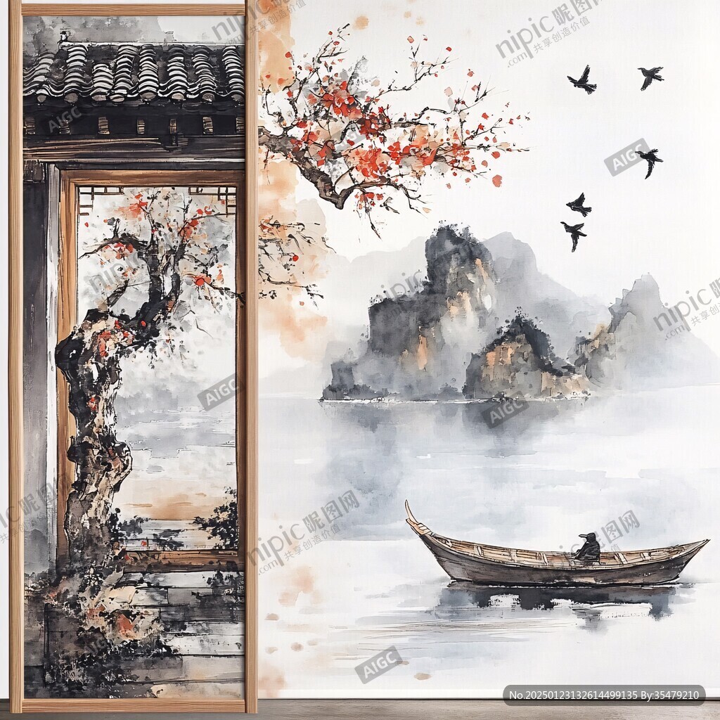 酒店無框畫水墨風